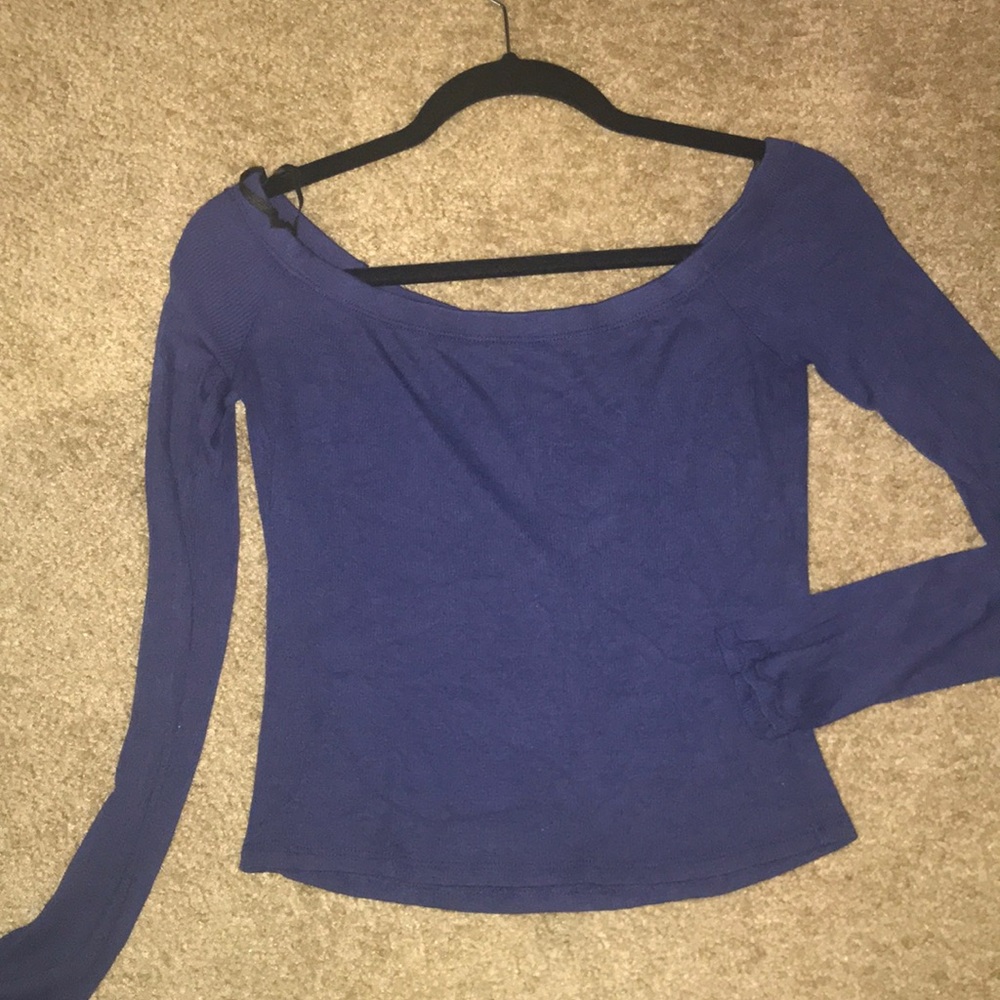 Blue off the shoulder shirt